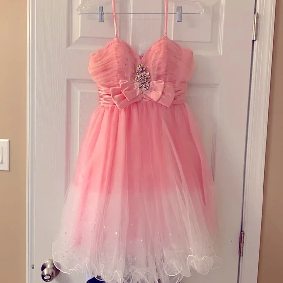 white christmas dresses Riva Designs Pink Crystal Beaded Mermaid Grad Event Gown Size 4 – DYL  Fashions main image 1